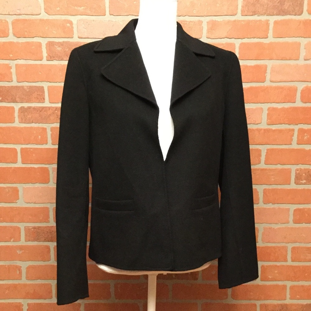 Talbots Womens Wool Blazer Jacket Black 3a
